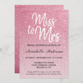 Miss to Mrs Blush Pink Glitter Chic Bridal Shower Invitation (Front/Back)