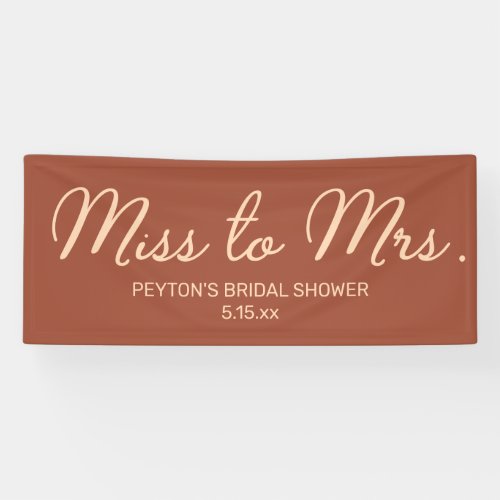 Miss to Mrs Blush Terracotta Bridal Shower Name B Banner