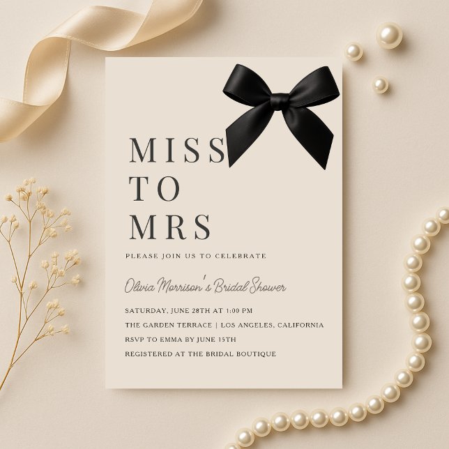 Miss to Mrs Bow Bridal Shower Invitation (Creator Uploaded)