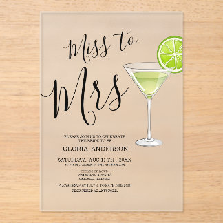 Miss to Mrs Bridal Shower  Acrylic Invitations