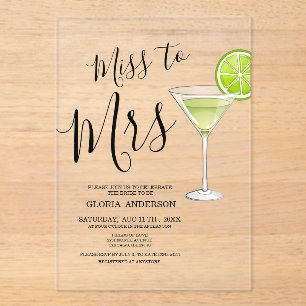 Miss to Mrs Bridal Shower  Acrylic Invitations