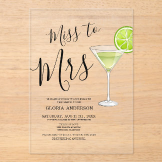 Miss to Mrs Bridal Shower  Acrylic Invitations