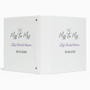 Miss to Mrs bridal shower add name date year bow 3 Ring Binder