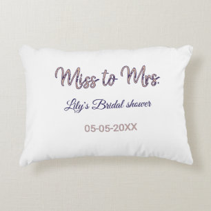 Miss to Mrs bridal shower add name date year bow Accent Pillow