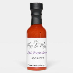Miss to Mrs bridal shower add name date year bow Hot Sauces
