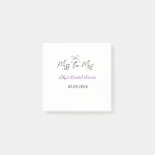 Miss to Mrs bridal shower add name date year bow Post-it Notes