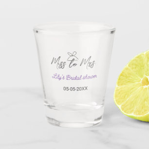 Miss to Mrs bridal shower add name date year bow Shot Glass