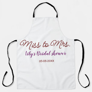 Miss to Mrs bridal shower add name date year simpl Apron