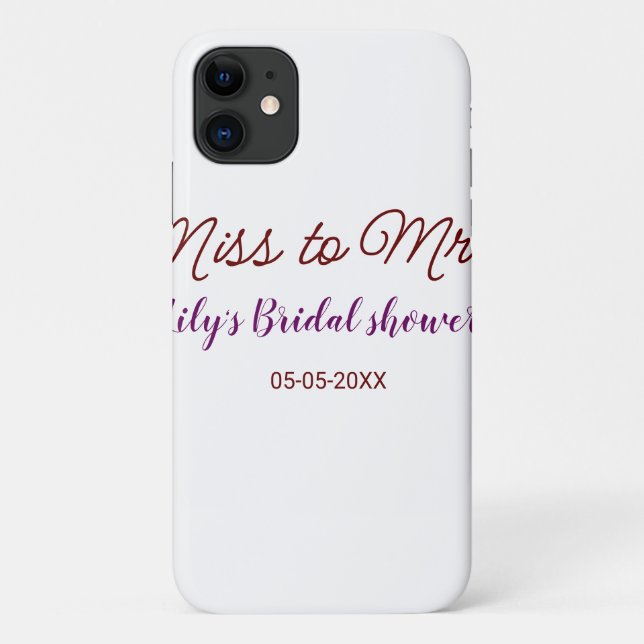 Miss to Mrs bridal shower add name date year simpl Case-Mate iPhone Case (Back)