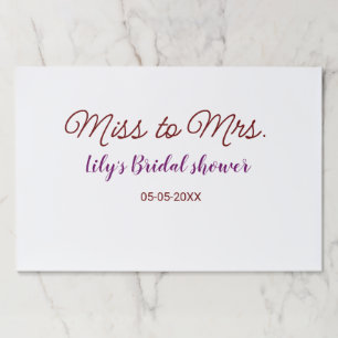 Miss to Mrs bridal shower add name date year simpl Paper Pad