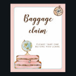 Miss to Mrs Bridal Shower Baggage claim Sign<br><div class="desc">Cute 'travel themed 'Traveling from Miss to Mrs'  bridal shower sign featuring hand painted watercolor globe and travel suitcases.</div>