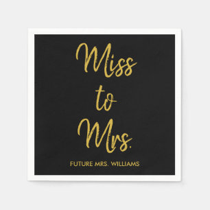 Miss to Mrs Bridal Shower Black & Gold Hen Do Bach Napkins