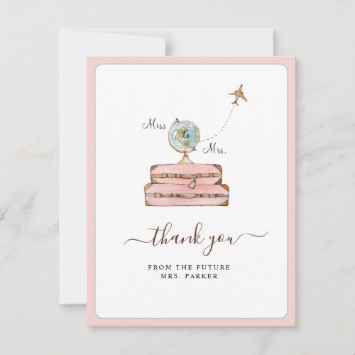 Miss to Mrs Bridal shower Flat  Thank You Card