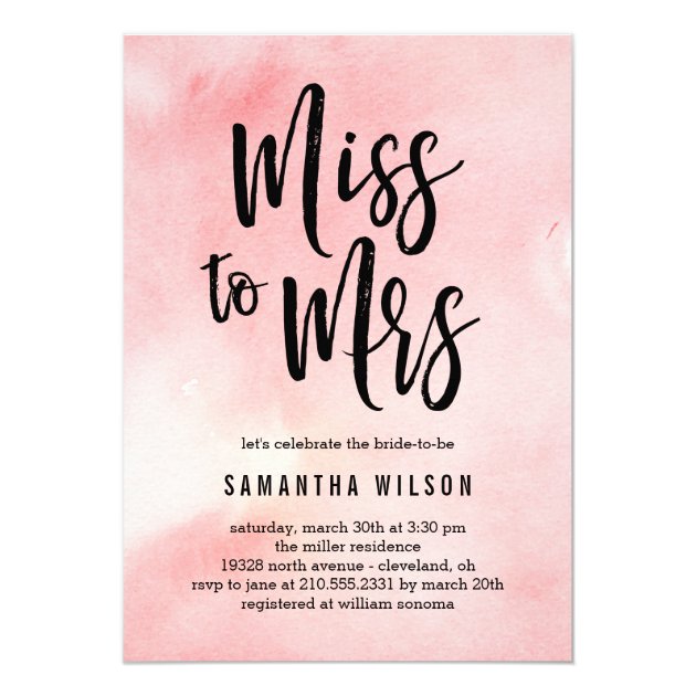 Miss To Mrs Bridal Shower Invitation