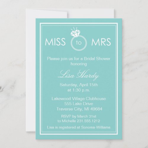 Miss to Mrs Bridal Shower Invitation _ Any Color