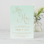 Miss to Mrs bridal shower invitation gold mint fad (Standing Front)