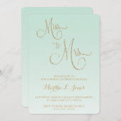 Miss to Mrs bridal shower invitation gold mint fad (Front/Back)