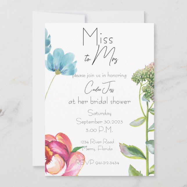 Miss to Mrs Bridal Shower Invite (Front)