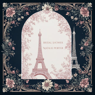Miss to Mrs Bridal Shower Paris Shabby Chic Arch  Invitation