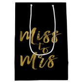 Miss to Mrs Bridal Shower Party Gold Foil Medium Gift Bag (Back)