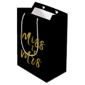 Miss to Mrs Bridal Shower Party Gold Foil Medium Gift Bag (Back Angled)