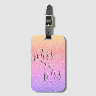 Miss to Mrs Bridal Shower Party Rainbow Glitter Luggage Tag