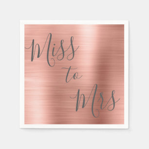 Miss to Mrs Bridal Shower Party Rose Gold - Pink Paper Napkins