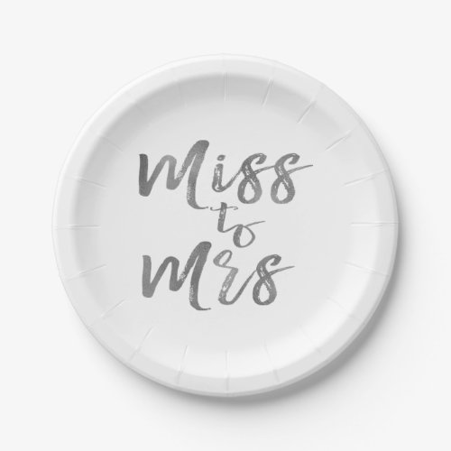 Miss to Mrs Bridal Shower Party Silver Foil Paper Plates