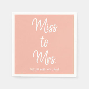 Miss to Mrs Bridal Shower Peach Bachelorette Party Napkins