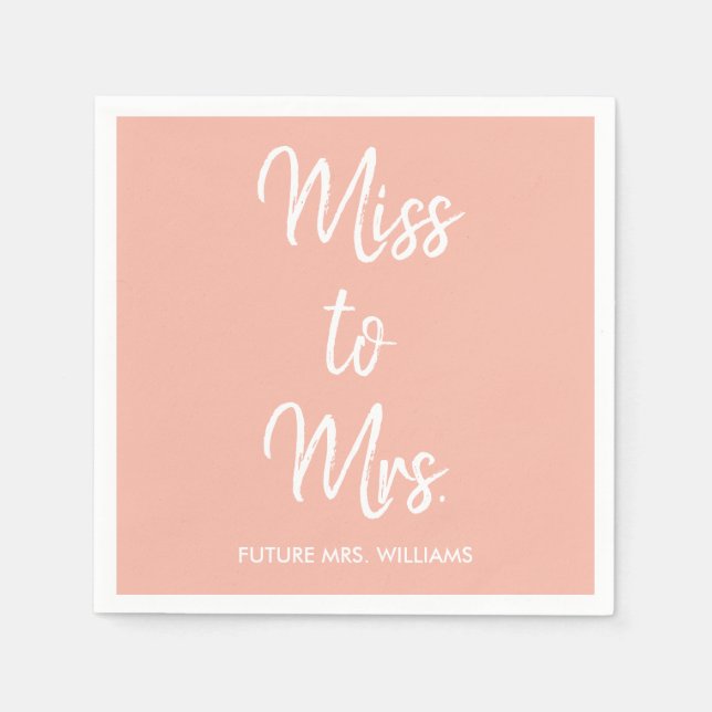 Miss to Mrs Bridal Shower Peach Bachelorette Party Napkins (Front)