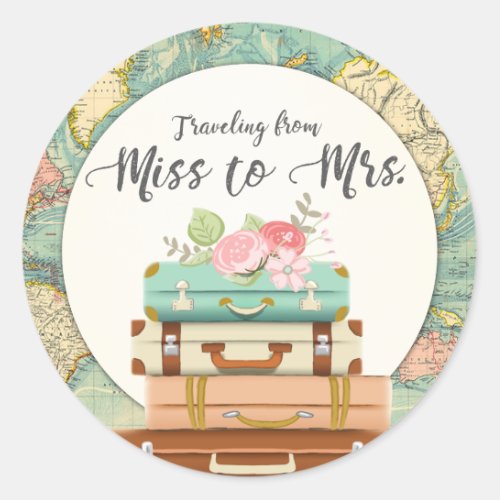 Miss to Mrs Bridal Shower Sticker Envelope Seal