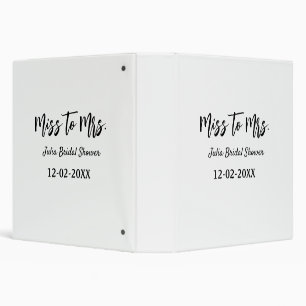 Miss to Mrs bridal shower stylish simple add name  3 Ring Binder