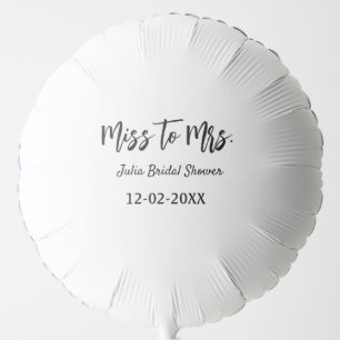 Miss to Mrs bridal shower stylish simple add name  Balloon