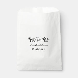 Miss to Mrs bridal shower stylish simple add name  Favor Bag