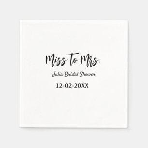 Miss to Mrs bridal shower stylish simple add name Napkins