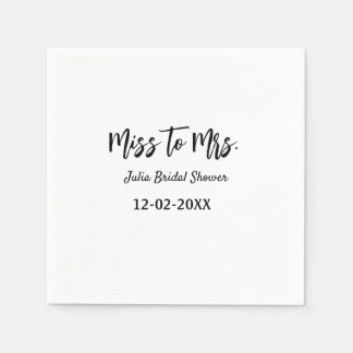 Miss to Mrs bridal shower stylish simple add name  Napkins