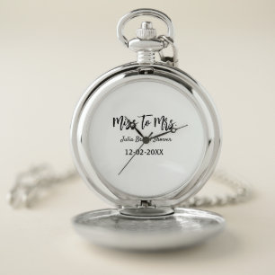 Miss to Mrs bridal shower stylish simple add name Pocket Watch