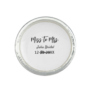 Miss to Mrs bridal shower stylish simple add name  Ring