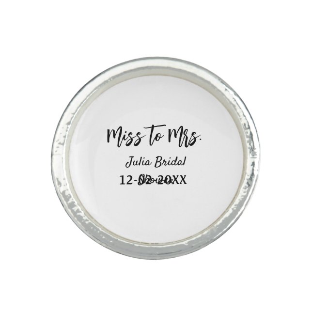 Miss to Mrs bridal shower stylish simple add name  Ring (Front)