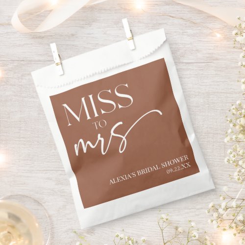 Miss To Mrs Brown Boho Bohemian Bridal Shower Favor Bag