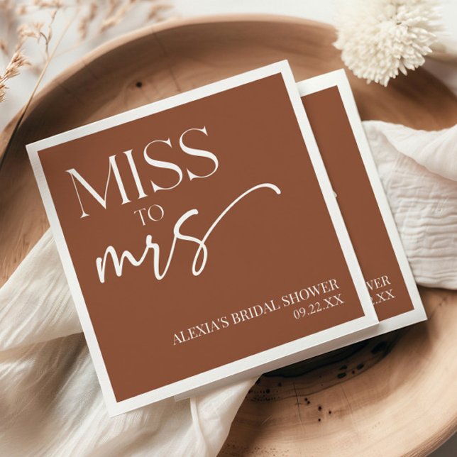 Miss To Mrs Brown Boho Bohemian Bridal Shower Napkins (Creator Uploaded)