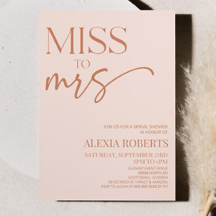 Miss To Mrs Brown Tan Boho Bohemian Bridal Shower Invitation