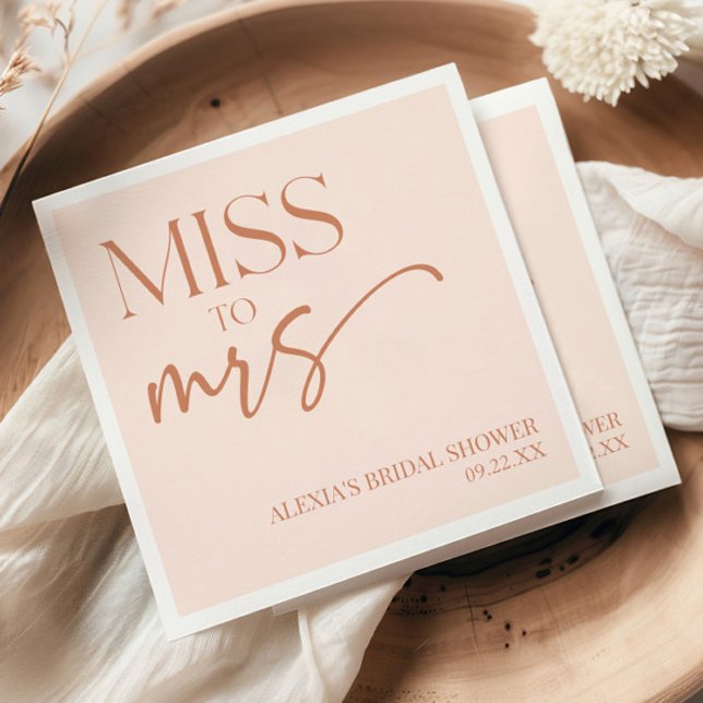 Miss To Mrs Brown Tan Boho Bohemian Bridal Shower Napkins (Creator Uploaded)