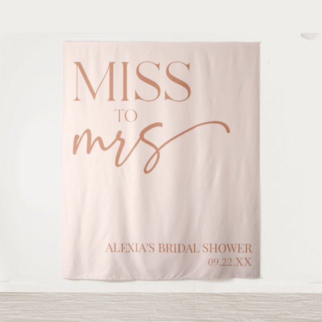 Miss To Mrs Brown Tan Boho Bohemian Bridal Shower Tapestry (Front)