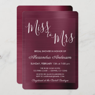 Miss to Mrs Burgundy Bridal Shower Invitation