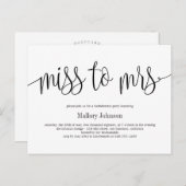 Miss To Mrs Calligraphy Wedding Shower Invitation Postcard (Front/Back)