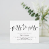 Miss To Mrs Calligraphy Wedding Shower Invitation Postcard (Standing Front)