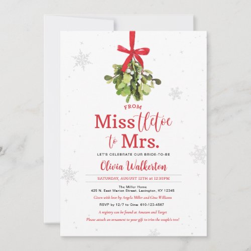 Miss to Mrs Christmas Bridal Shower Invitation