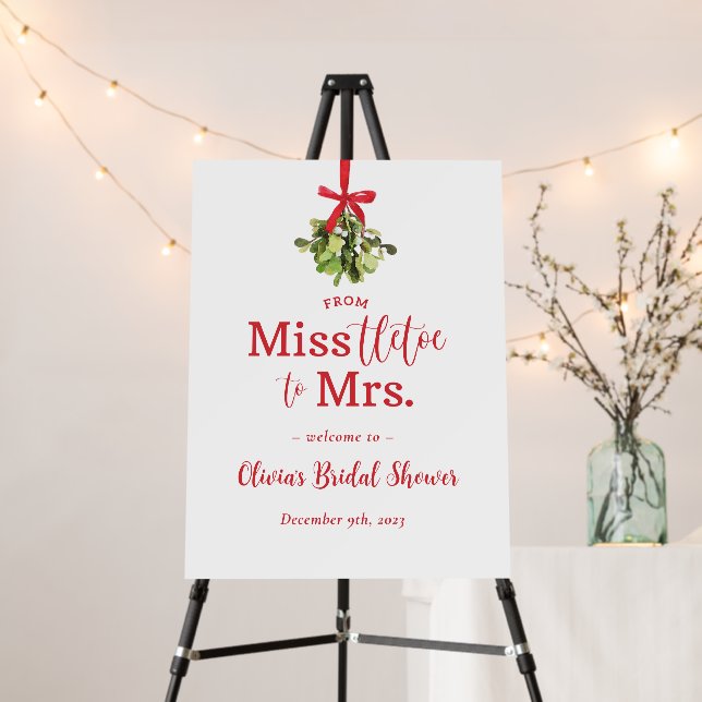 Miss to Mrs. Christmas Bridal Shower Welcome Sign (In Situ (Stand))