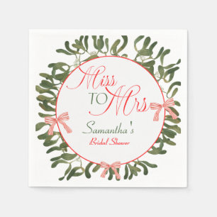 Miss to Mrs. Coquette Mistletoe Bridal Shower Napkins